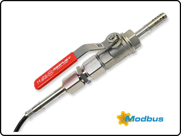 MOP301 probe for moisture in oil with the optional ball valve pressure tight up to 20 bar